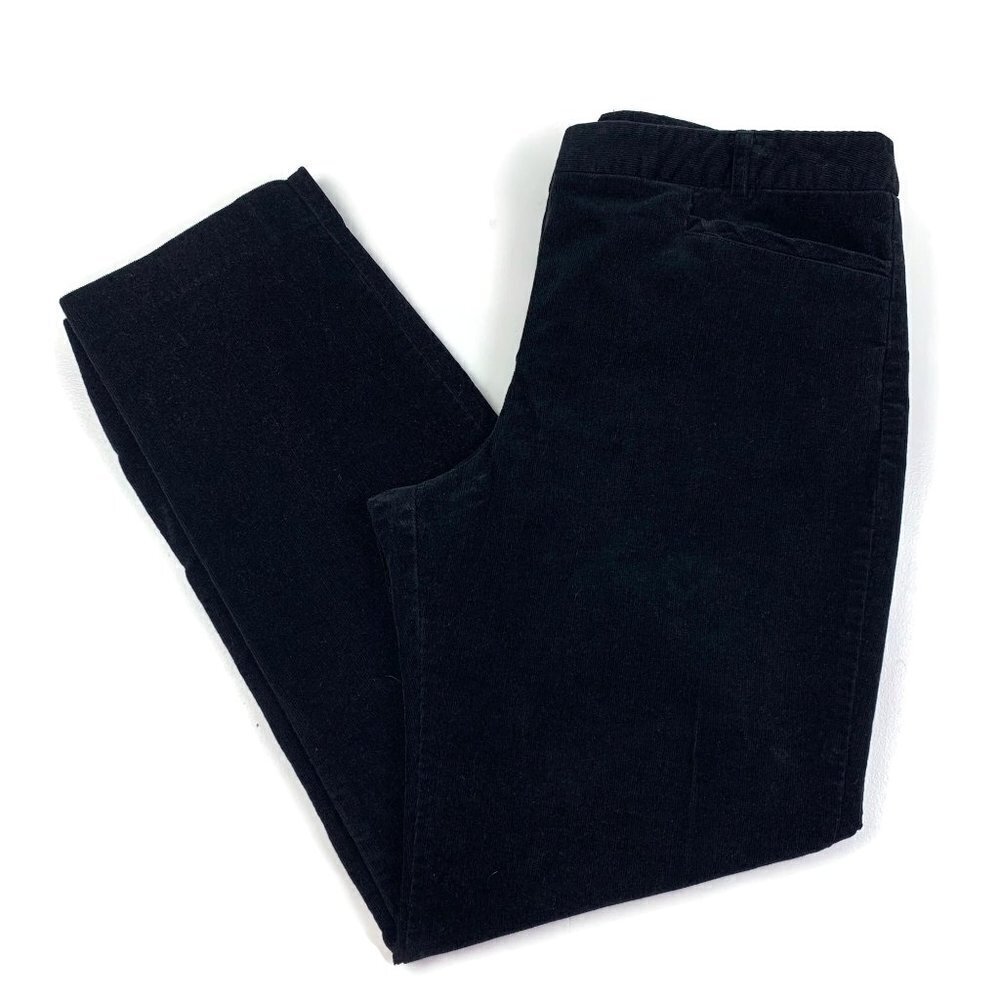 Pendleton Cotton Black Fine Corduroy Wide Leg Flat Front Pants Women's Size 14